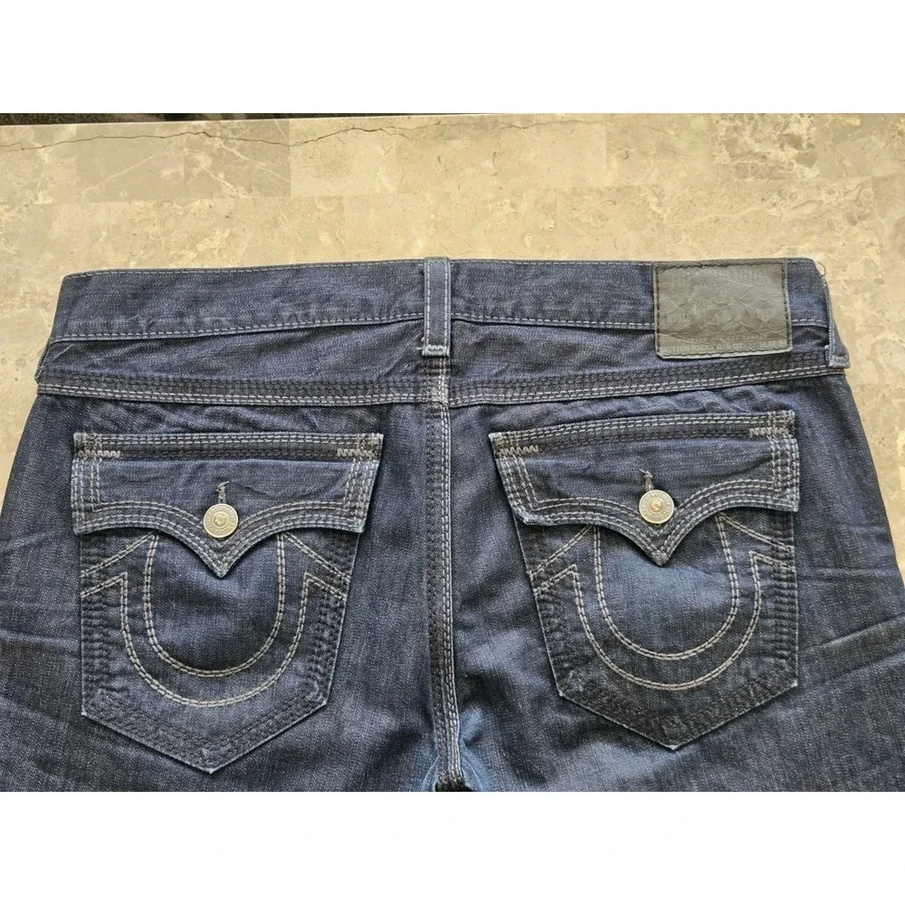 True Religion Ricky Big QT Jeans Men's 40 Medium Blue Thick Stitch Made in USA
